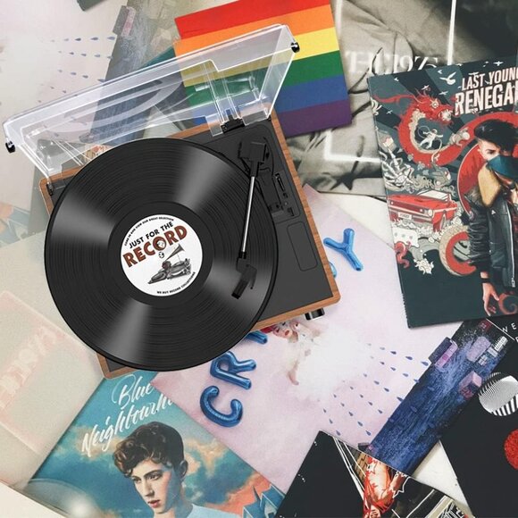 Vinyl Record Player With Speakers Vintage Turntable 3-speed Bluetooth Headphone - Picture 7 of 8